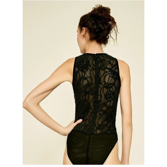 Tadashi Shoji Taft Velvet Trim Bodysuit Black NWT Size XS - Picture 5 of 13